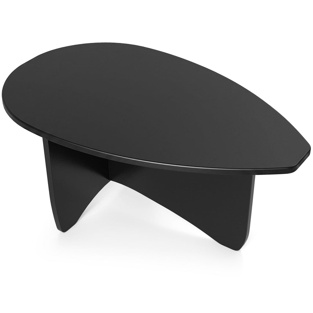 GIANTEX Oval Coffee Table | 35.5" Triangle Coffee table w/T-Shaped Base
