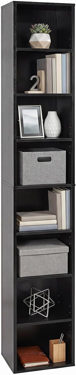Giantex 8-Tier Tall Narrow Media Tower Rack with 4 Adjustable Shelves (1/2)