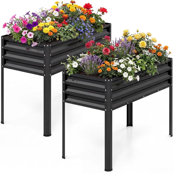 Giantex 44" x 22" x 32" Metal Large Elevated Planter Box for Vegetable Flower Fruit Herb (1/2)