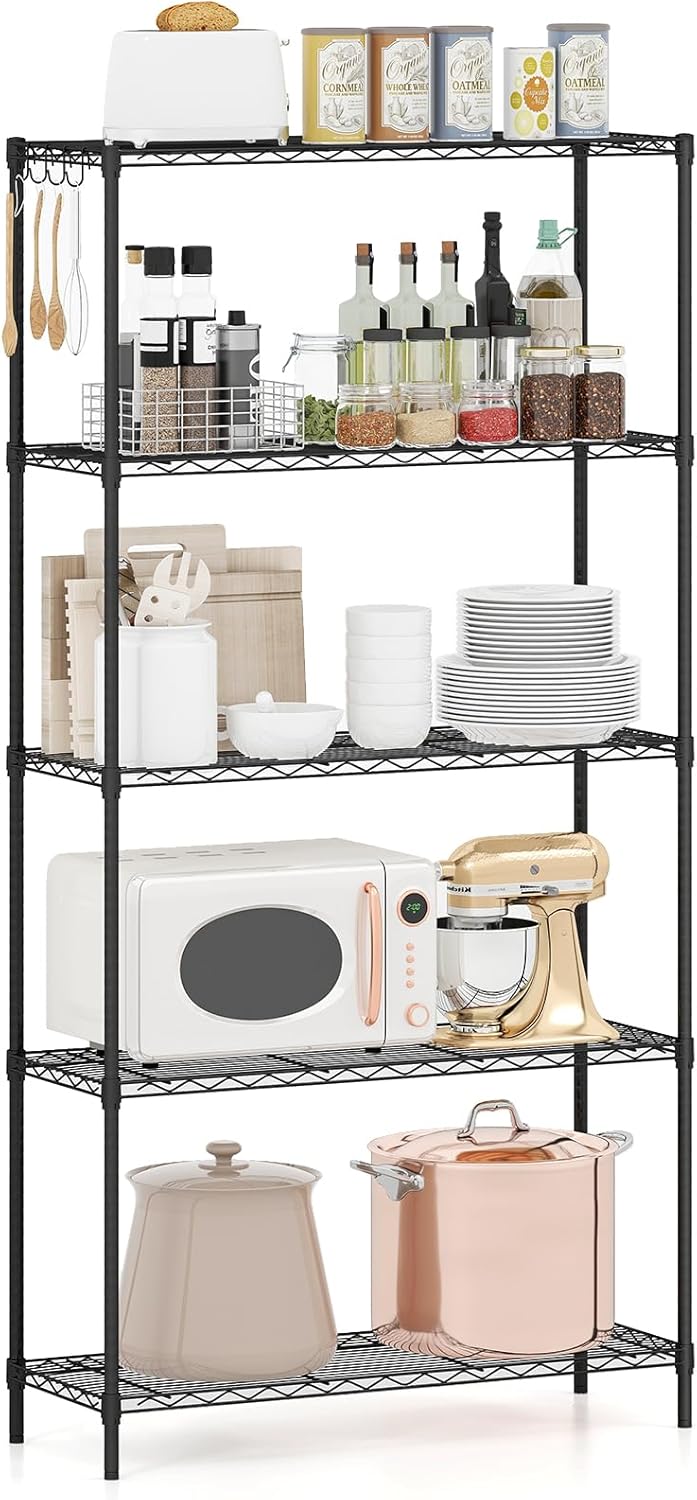 Giantex 4-Tier/5-Tier Metal Storage Shelving Unit with V-Shaped Wire Rack