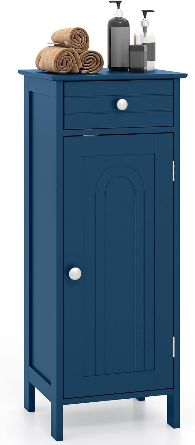 Giantex 34.5” Bathroom Cabinet Narrow Side Storage Organizer with Drawer