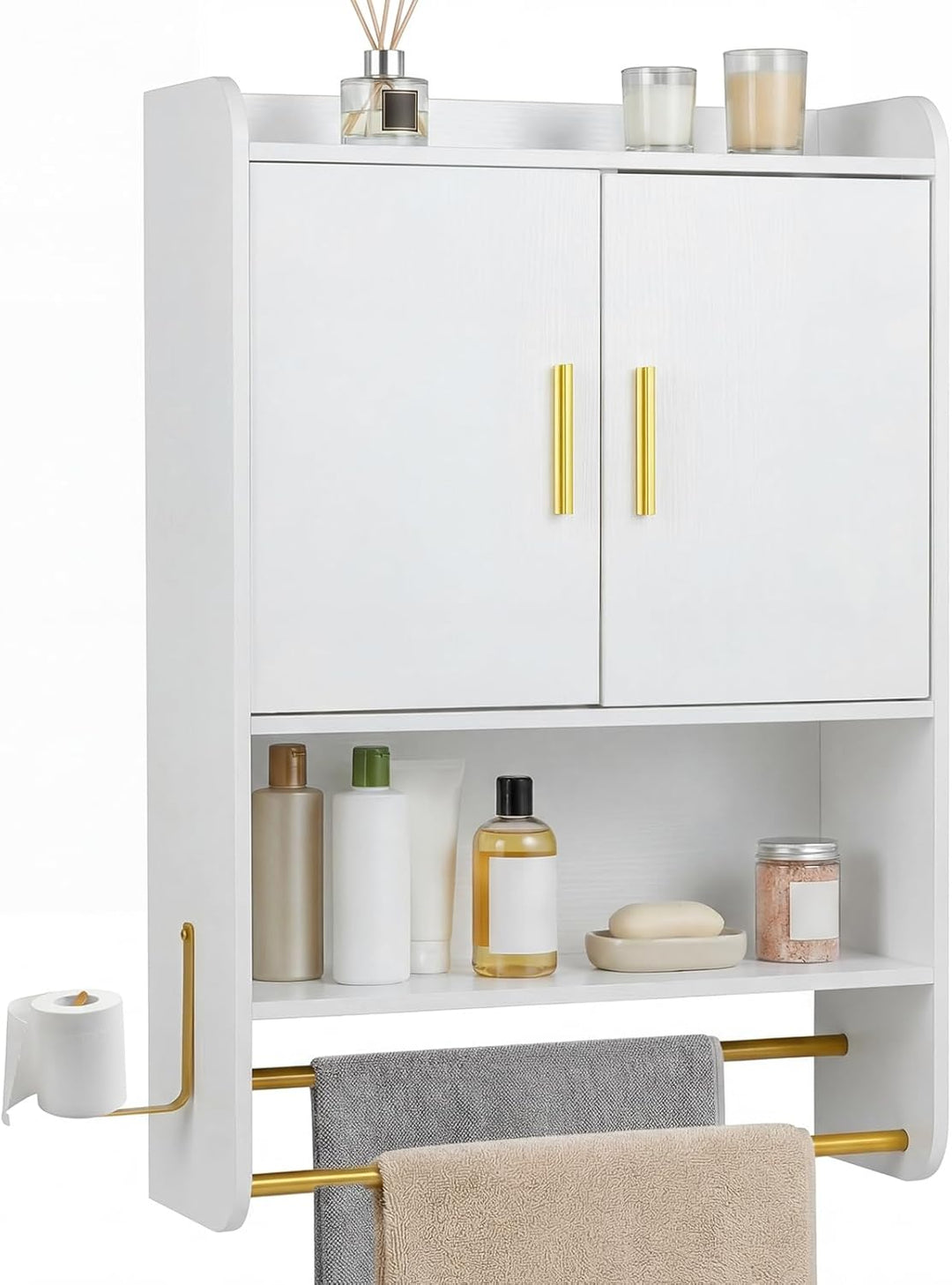 Giantex Bathroom Wall Mounted Medicine Cabinet w/Towel Bars &amp; Toilet Paper Holder