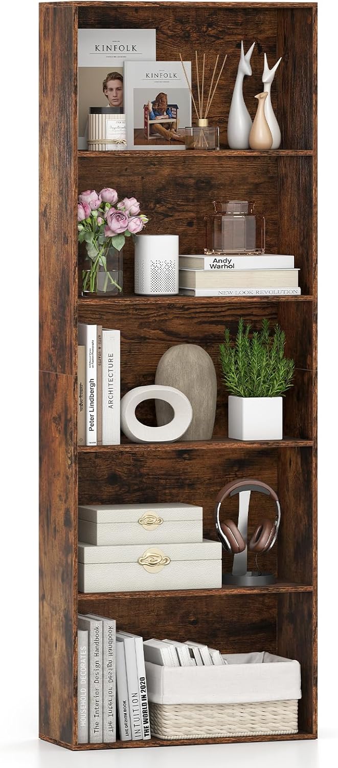 Giantex 5-Tier Bookshelf Freestanding Bookcase with 5 Open Shelf