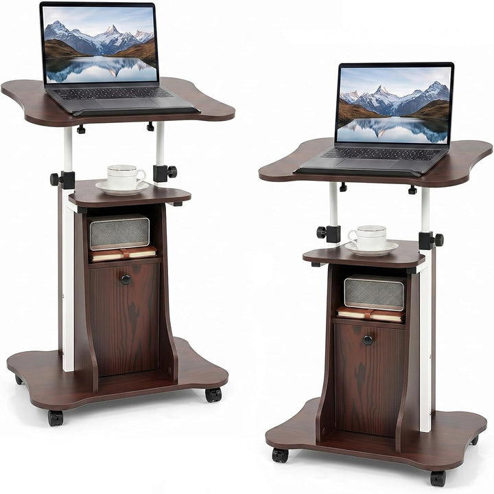 Giantex Mobile Podium Stand | Height Adjustable Laptop Computer Cart w/Tilting Top (1/2)