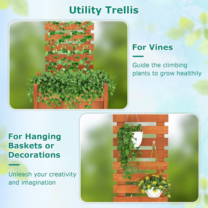 Giantex Outdoor Wooden Raised Garden Bed with Trellis