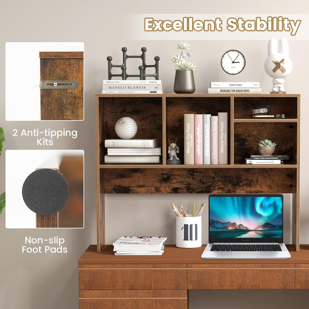 Countertop Storage Hutch with 4 Shelves for Computer Desk