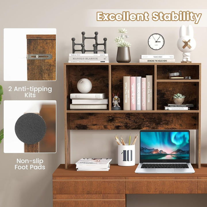 Countertop Storage Hutch with 4 Shelves for Computer Desk