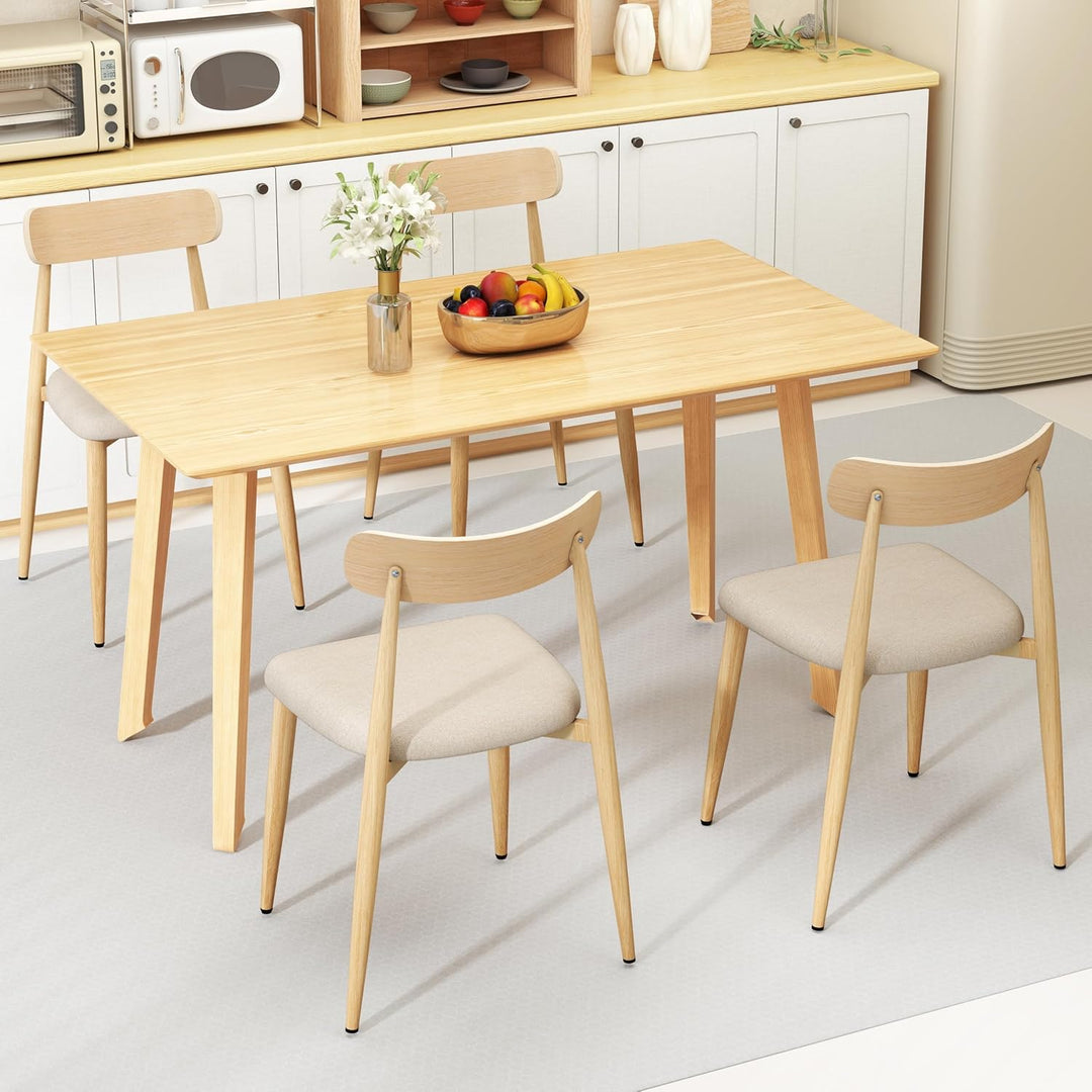 Giantex Linen Fabric Upholstered Modern Dining Chair Set of 2/4 with Padded Seat and Curved Back