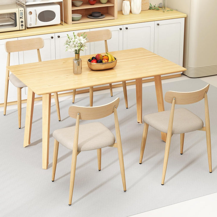 Giantex Linen Fabric Upholstered Modern Dining Chair Set of 2/4 with Padded Seat and Curved Back