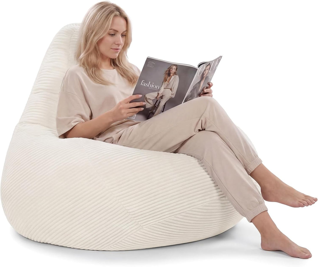 Giantex Bean Bag Chair for Adults | Accent Lazy Sofa with Skin-Friendly Corduroy Cover &amp; Soft Sponge Filling