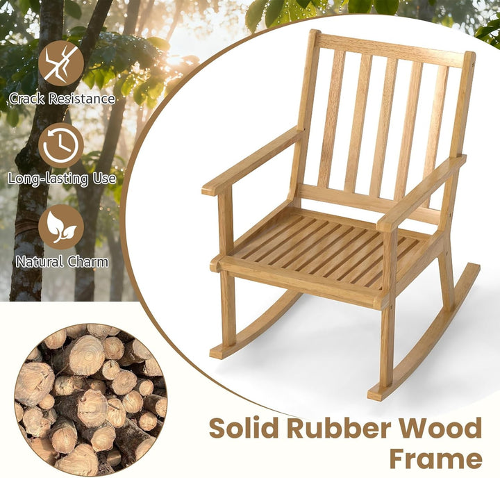 Giantex Rocking Chair with Cushion Solid Rubber Wood Rocker with Padded Seat