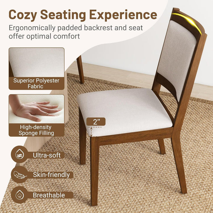 Giantex Upholstered Dining Chairs Set of 2/4, Modern Farmhouse Kitchen Chairs w/Padded Backrest & Cushioned Seat, Rubber Wood Frame