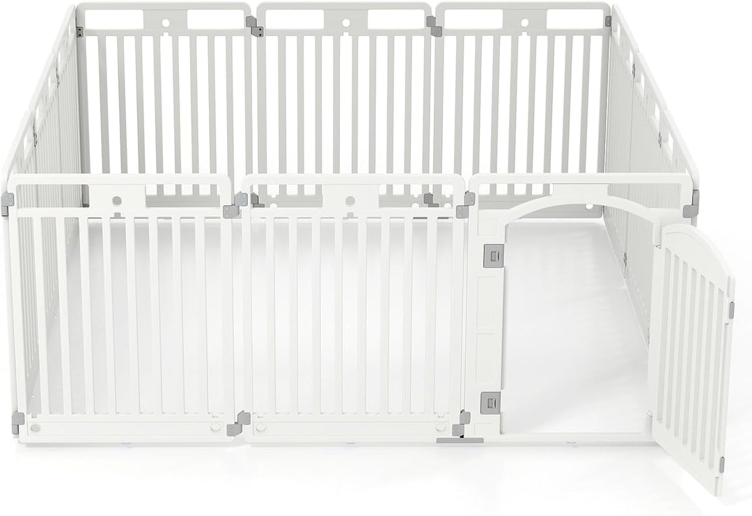 Giantex 6/12 Panel Dog Playpen 32'' Tall Plastic Pet Fence with Lockable Door