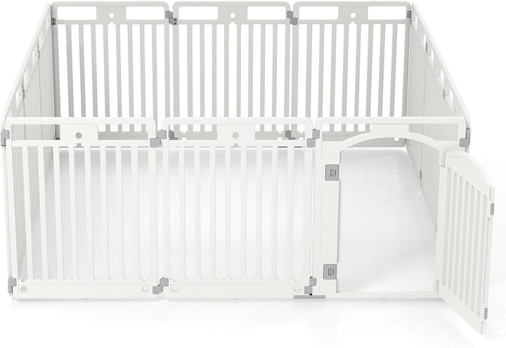 Giantex 6/12 Panel Dog Playpen 32'' Tall Plastic Pet Fence with Lockable Door