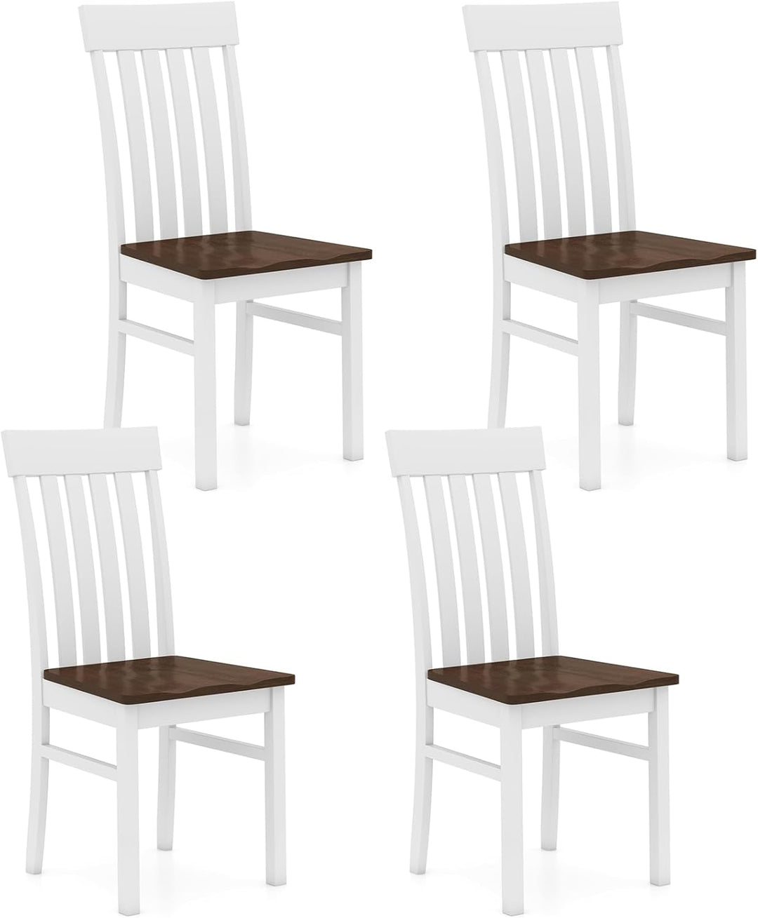Giantex Wooden Dining Chairs Set of 2/4 with Hollowed Backrests & Rubber Wood Seats