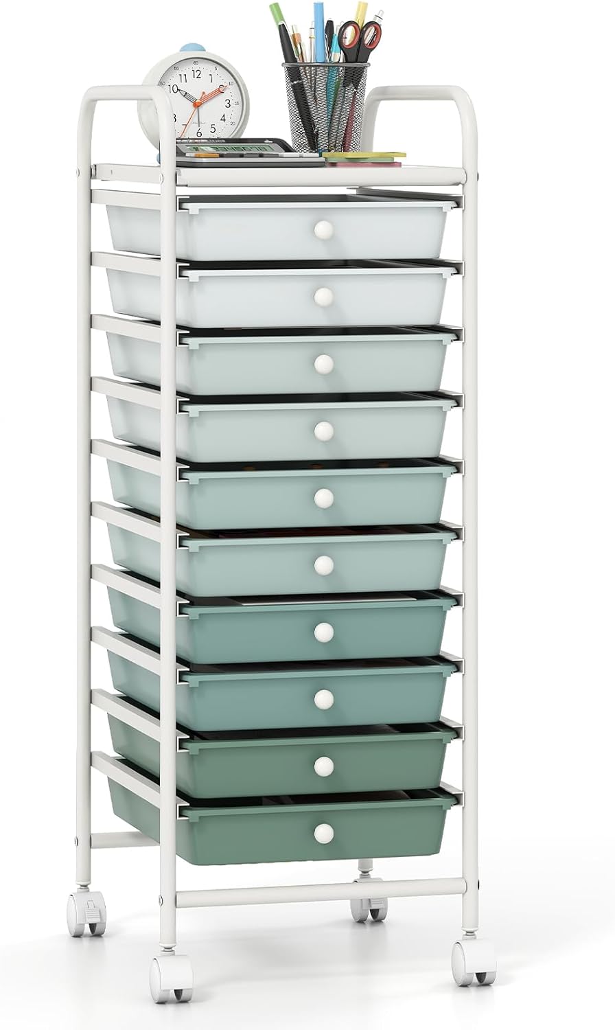 Giantex Rolling Storage Cart on Wheels with 10 Drawers