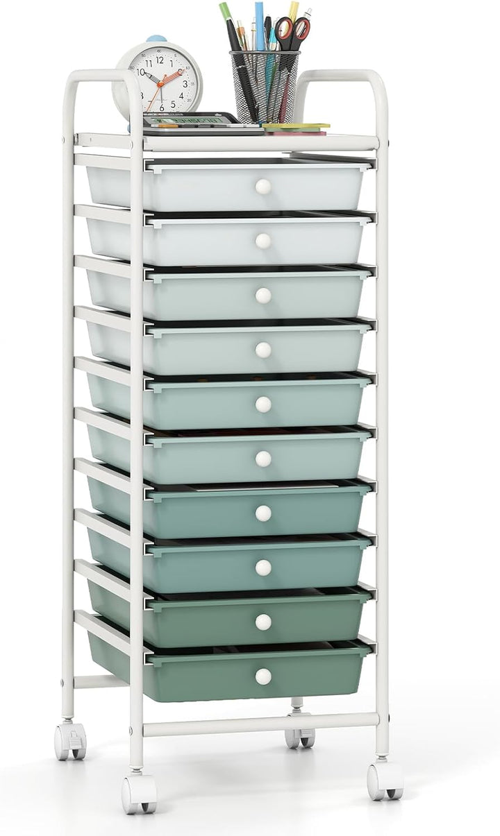 Giantex Rolling Storage Cart on Wheels with 10 Drawers
