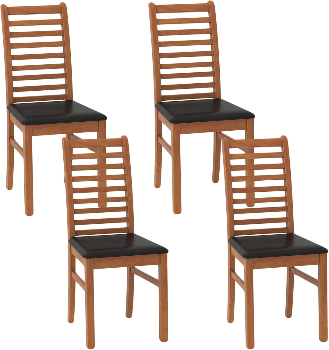 Giantex Wooden Dining Chairs Set PU Leather Upholstered Kitchen Armless Chairs w/Rubber Wood Legs