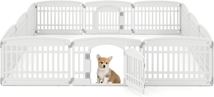 Giantex 6/12 Panel Dog Playpen 24'' Tall Plastic Pet Fence with Lockable Door