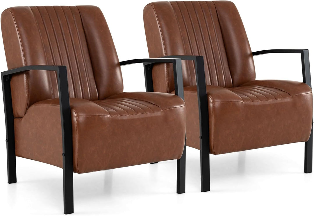 Giantex PU Leather Upholstered Armchair with Padded Seat &amp; Back (1/2)