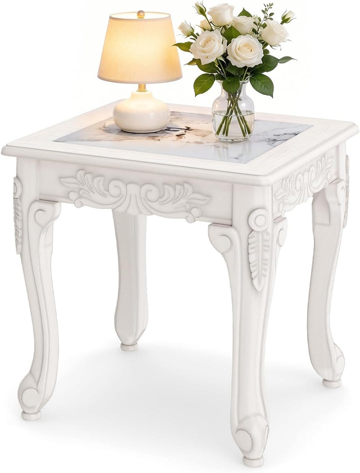 GIANTEX Vintage End Table Glass Sofa Side Table for Living Room
