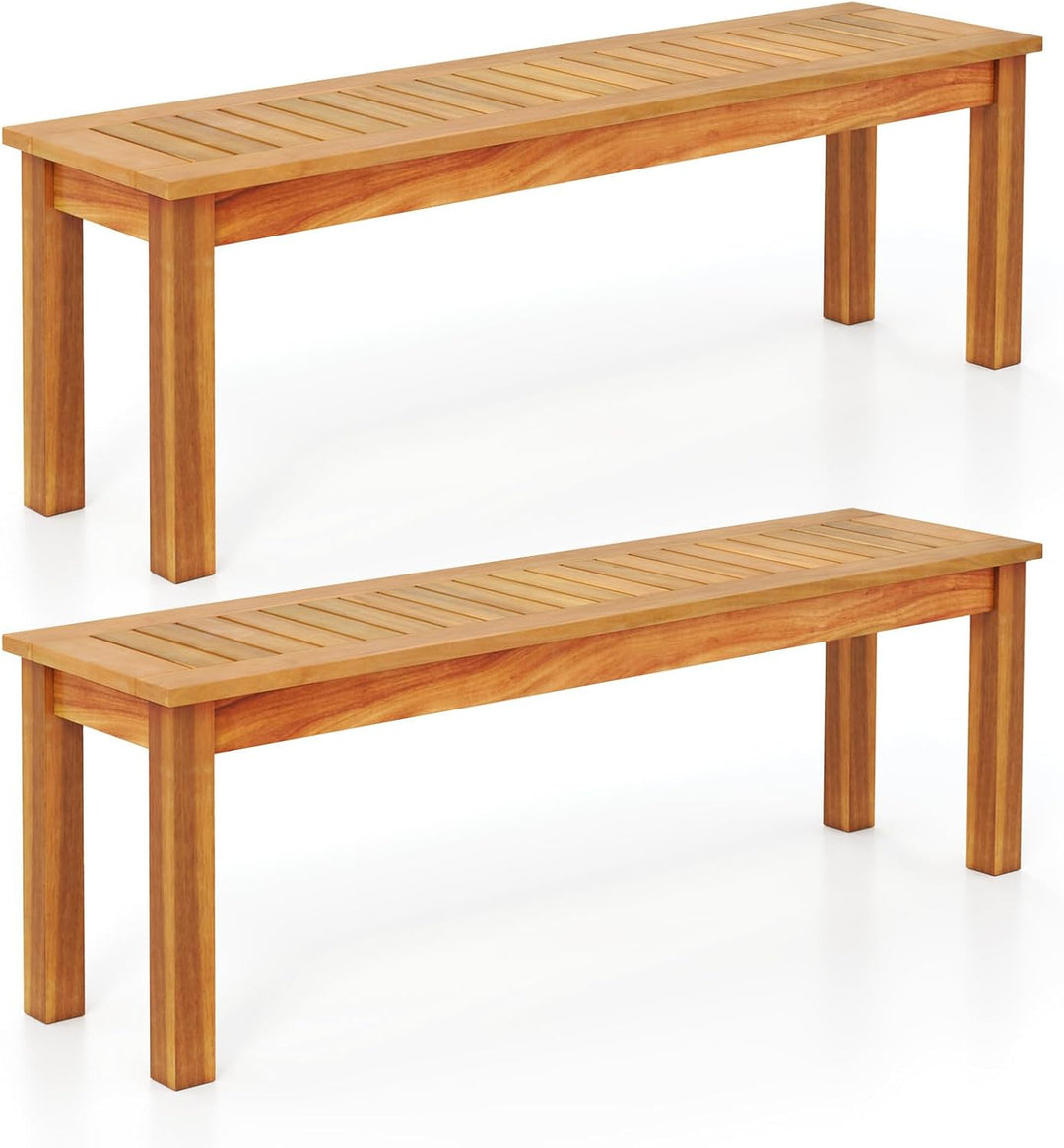 Giantex 52" Acacia Wood Outdoor Bench with Slatted Seat and Solid Wood Legs 794Lbs Capacity