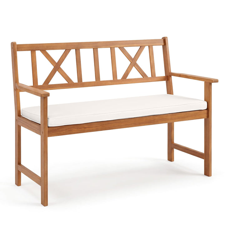 GIANTEX 2-Person Acacia Wood Outdoor Bench with 800 lbs Max Load