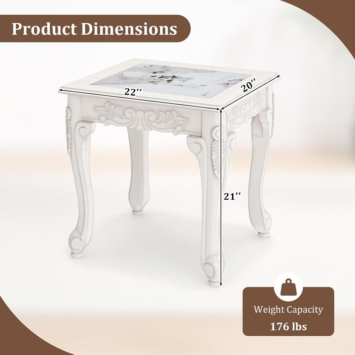 GIANTEX Vintage End Table Glass Sofa Side Table for Living Room