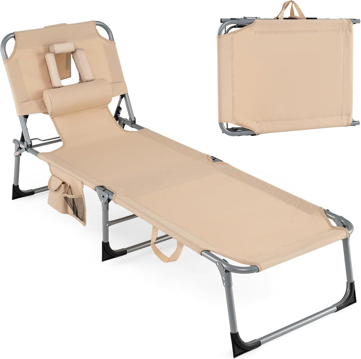 Giantex Tanning Chair with Face Arm Holes Folding Chair