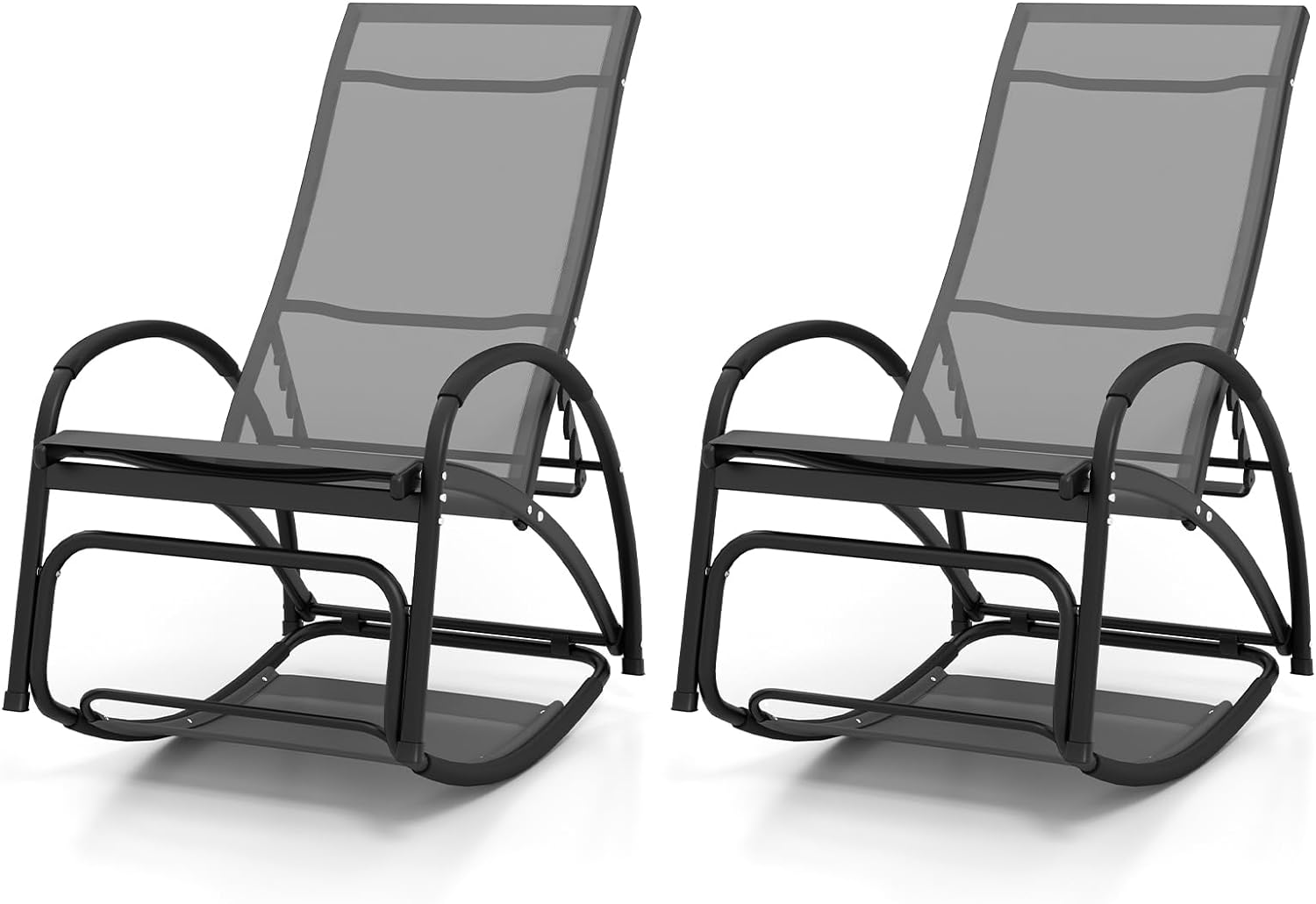 Giantex 2-in-1 Outdoor Rocking Chair, Convertible Lounge Chair with 4-Position Adjustable Backrest