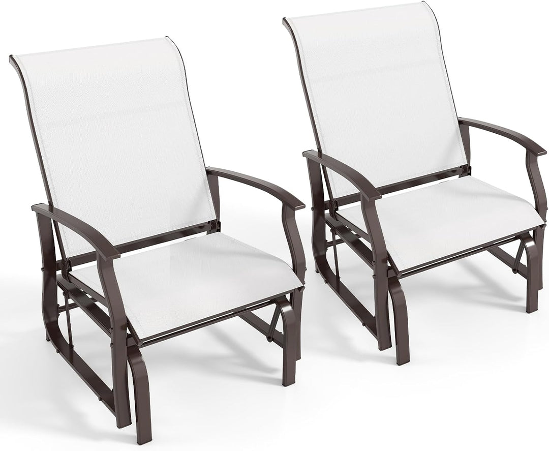 Giantex 2-Pack Outdoor Glider Rocking Chairs with Ergonomic Backrest & Seat
