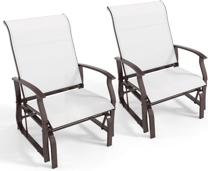 Giantex 2-Pack Outdoor Glider Rocking Chairs with Ergonomic Backrest & Seat