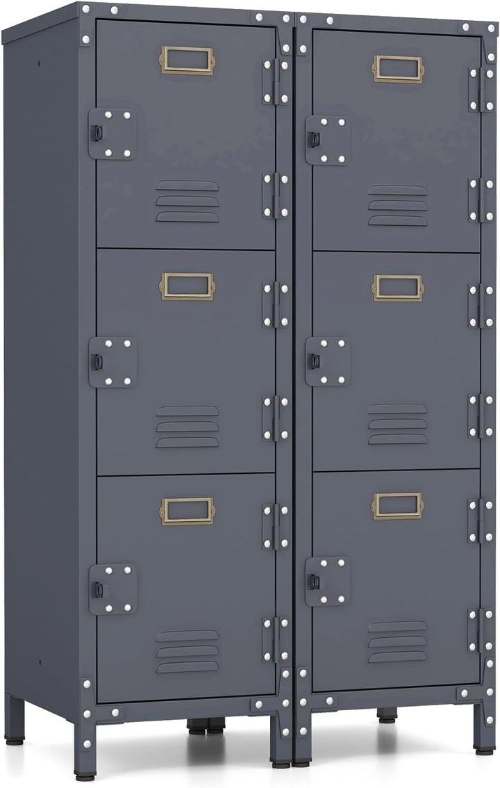 Giantex Metal Locker Cabinet, 40” Stackable Storage Cabinet w/Lockable Doors, Adjustable Feet, Anti-Toppling Device