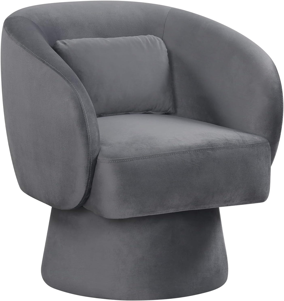 Giantex Swivel Accent Chair Upholstered Barrel Chair with Curved Back & Removable Lumbar Pillow