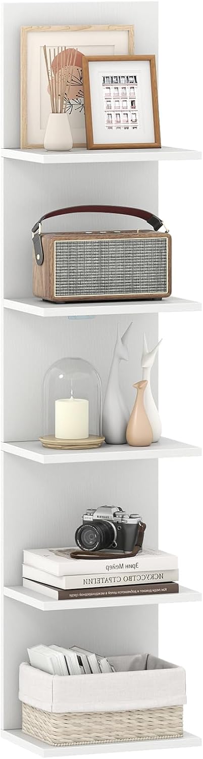 Giantex 5-Tier Wall Mounted Shelf Unit with Wood Grain