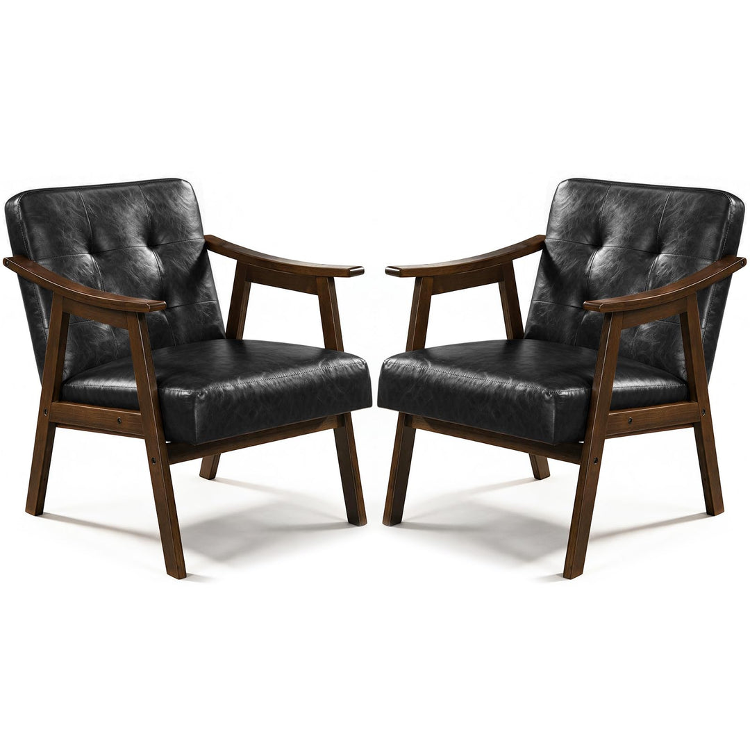 GIANTEX Faux Leather Accent Chair with Inclined Backrest (1/2)