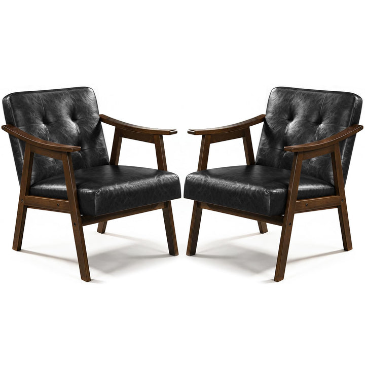 GIANTEX Faux Leather Accent Chair with Inclined Backrest (1/2)
