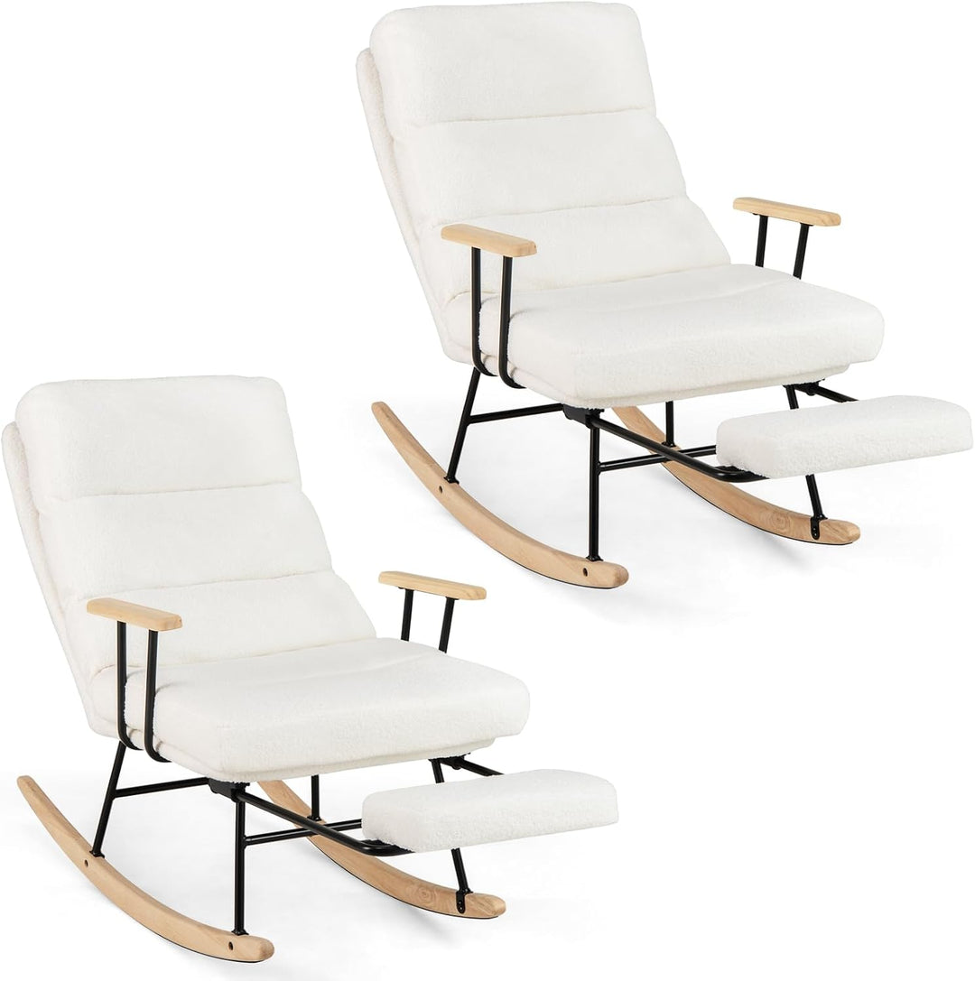 Giantex Nursery Rocking Chair Teddy Velvet Upholstered Rocking Chair