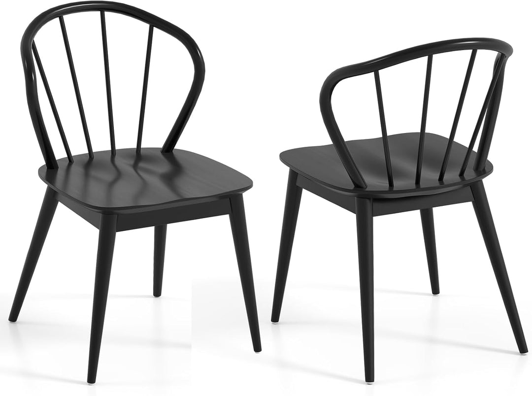 Giantex Wooden Dining Chairs Set of 2/4, Windsor Kitchen Chairs w/High Spindle Back & Rubber Wood Legs