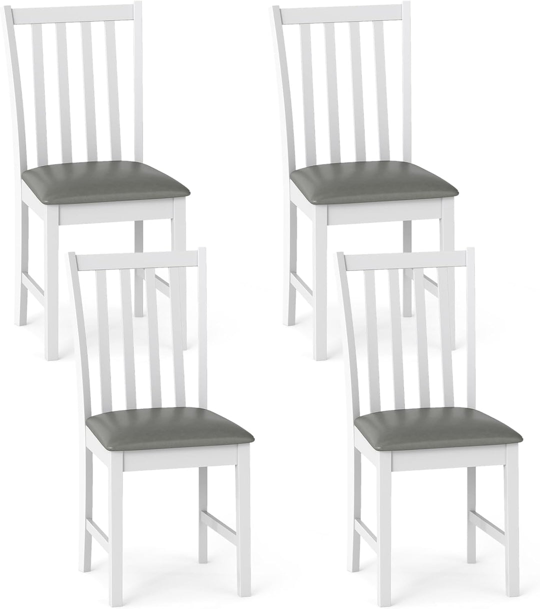 Giantex Wooden Dining Chairs Set of 2/4 Faux Leather Upholstered Kitchen Chair w/Rubber Wood Legs