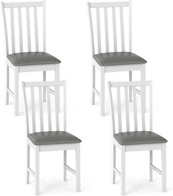 Giantex Wooden Dining Chairs Set of 2/4 Faux Leather Upholstered Kitchen Chair w/Rubber Wood Legs