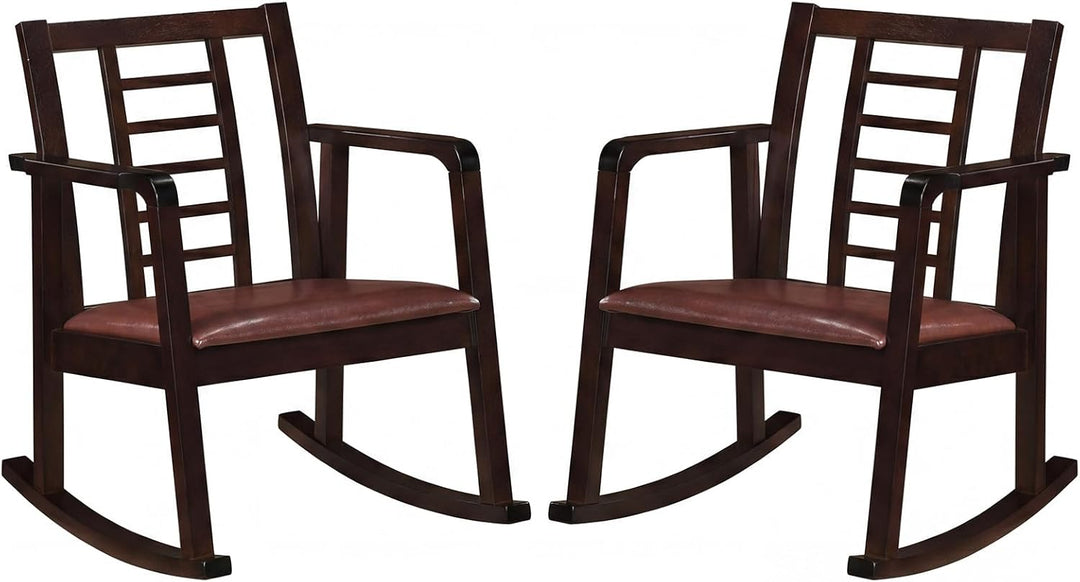 Giantex Wooden Solid Rubber Wood Rocker with Fabric Upholstered Seat (1/2)