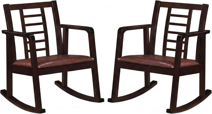Giantex Wooden Solid Rubber Wood Rocker with Fabric Upholstered Seat (1/2)
