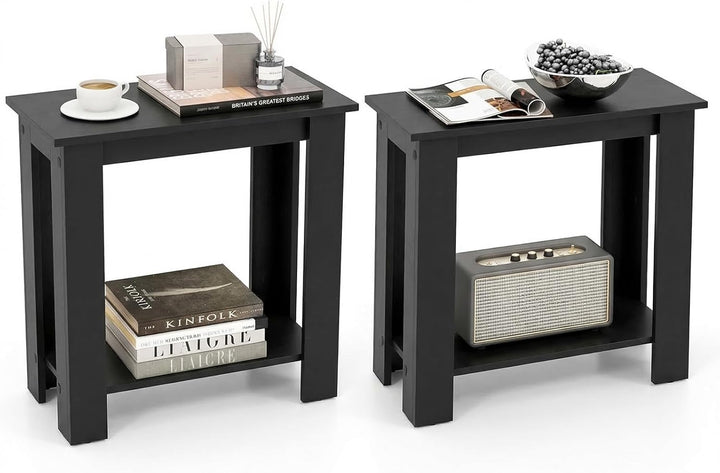 Giantex 2-Tier End Table White, Modern Side Table with Storage Shelf (1/2)