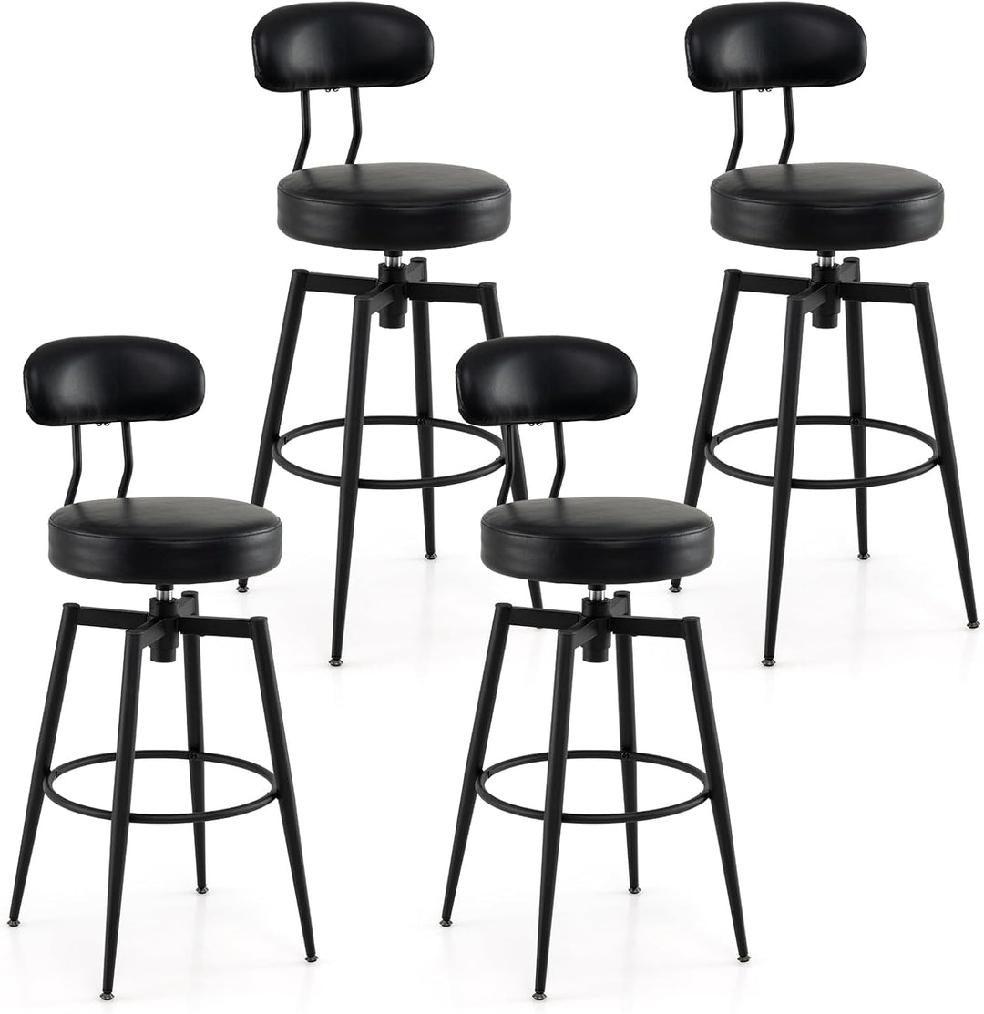 Giantex Swivel Barstools Set of 2/4 Faux Leather 31 Inch Bar Height Stools w/Upholstered Seat &amp; Back