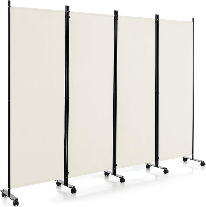 Giantex 4 Panel Room Divider, Folding Privacy Screen with Lockable Wheels, Rolling Partition Room Dividers