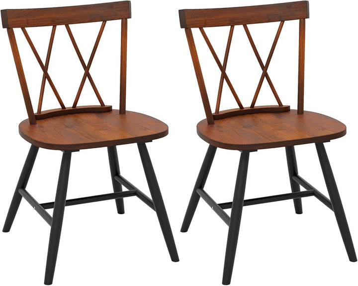 Giantex Wooden Dining Chairs Set of 2/4, Farmhouse Windsor Kitchen Chairs w/Cross Back, Wide Seat