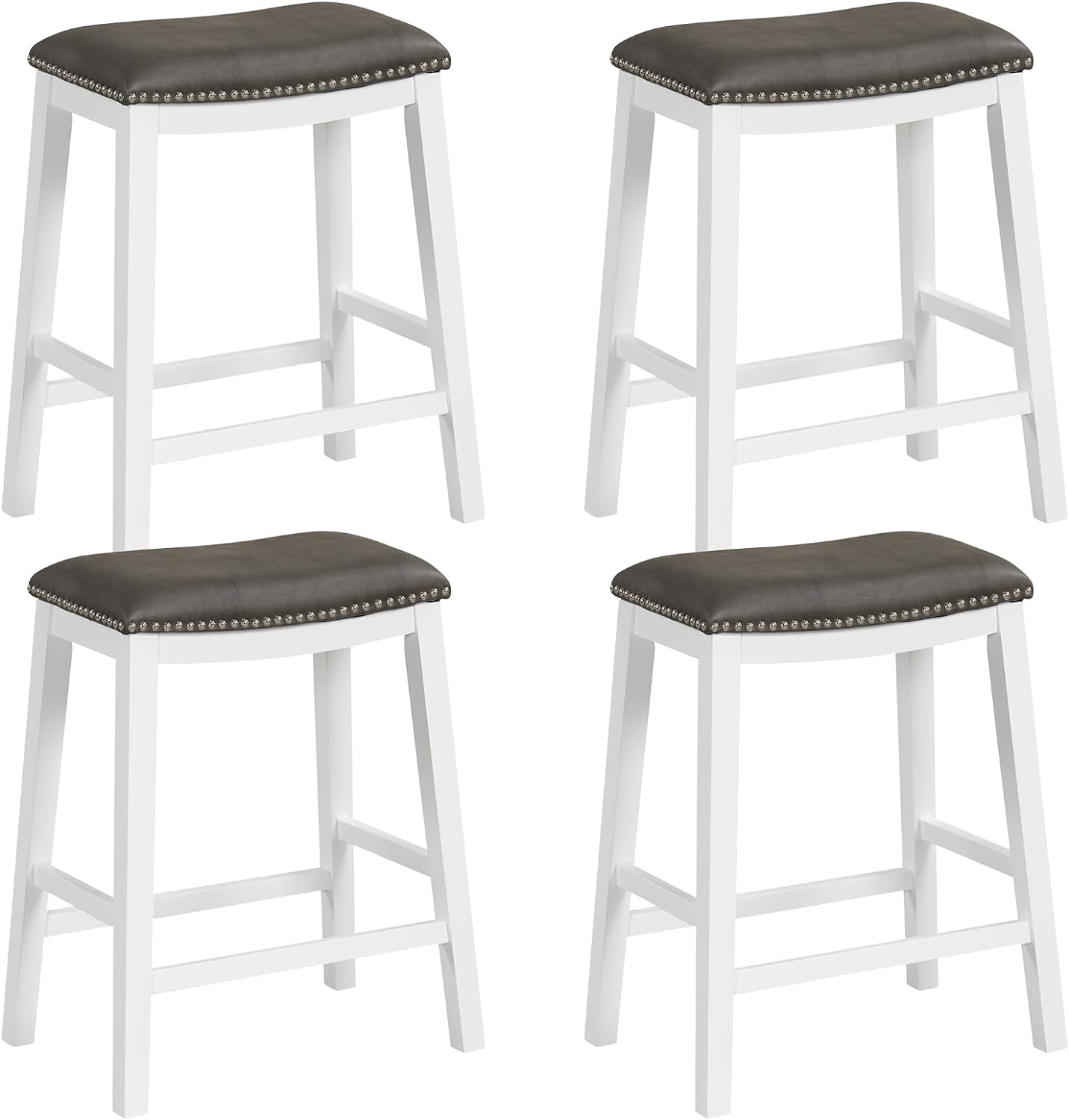 Giantex 26" Counter Height Bar Stools Set of 2, Faux PVC Leather Farmhouse Barstools w/Padded Seat