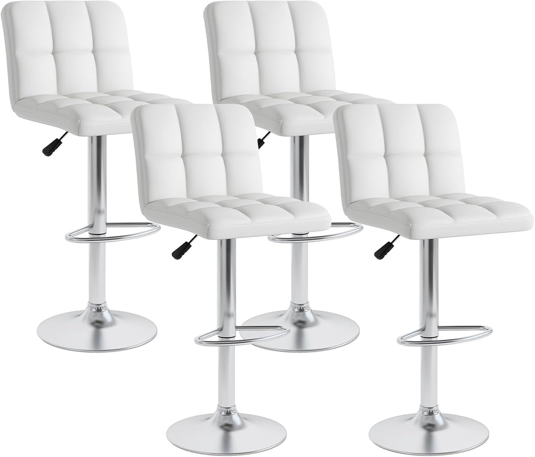 Giantex Swivel Bar Stools Set of 2/4, Upholstered Counter Height Bar Chairs with Back