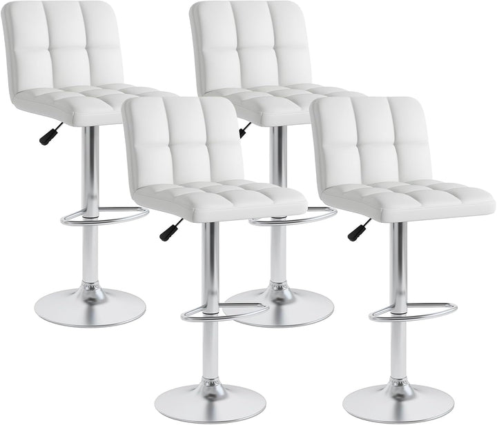 Giantex Swivel Bar Stools Set of 2/4, Upholstered Counter Height Bar Chairs with Back